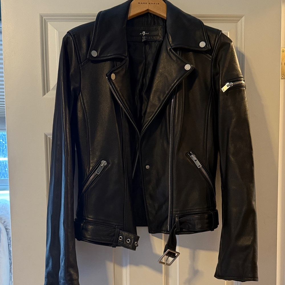 7 For All Mankind Black Leather Jacket